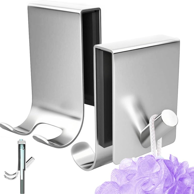 Haczyk na ręcznik prysznicowy, zestaw 2 wieszaków na ręczniki, wieszaki na ręczniki bez wiercenia (srebrny)