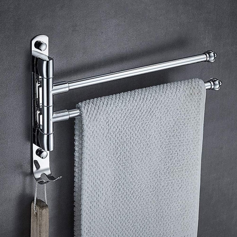 Antypoślizgowy wieszak na ręczniki montowany na ścianie z drążkiem, obrotowy wieszak na ręczniki łazienkowe o 180 stopni, obrotowa półka