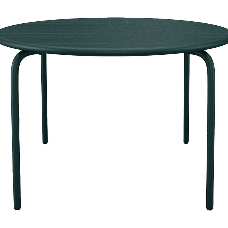 Stół ogrodowy okrągły o śr. 110 cm z metalu - Butelkowa zieleń - MIRMANDE marki MYLIA