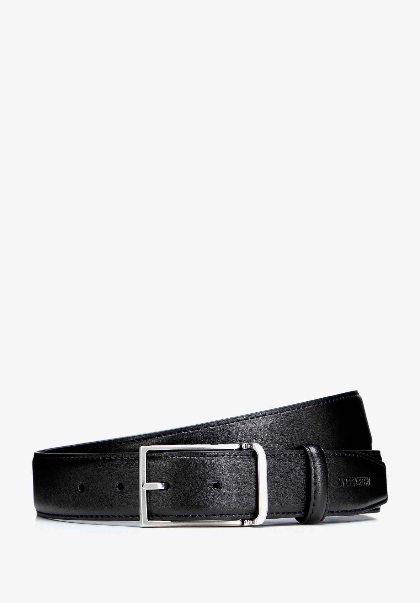 Elegancki męski pasek skórzany czarny