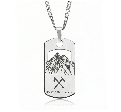 Srebrny Nieśmiertelnik GÓRY RYSY 2501 m n.p.m. – Grawer