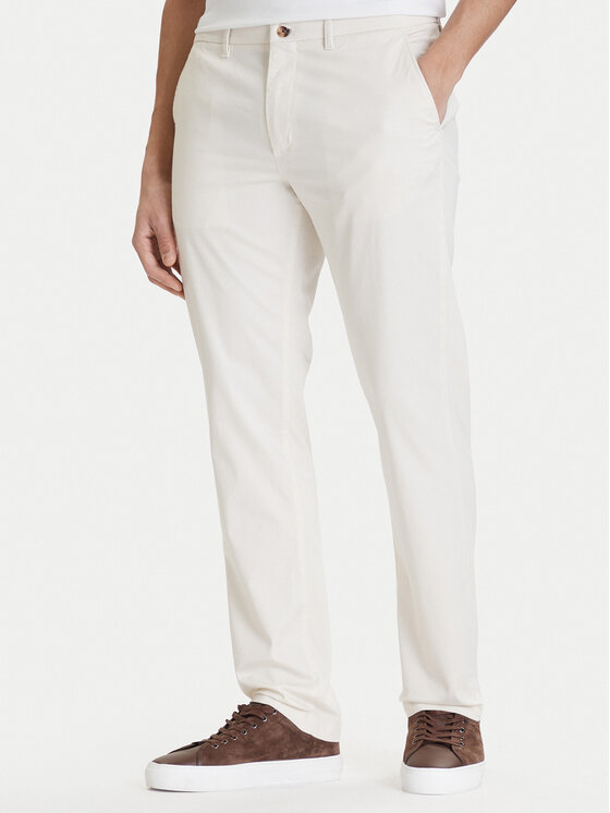 Tommy Hilfiger Chinosy Denton MW0MW41923 Écru Straight Fit
