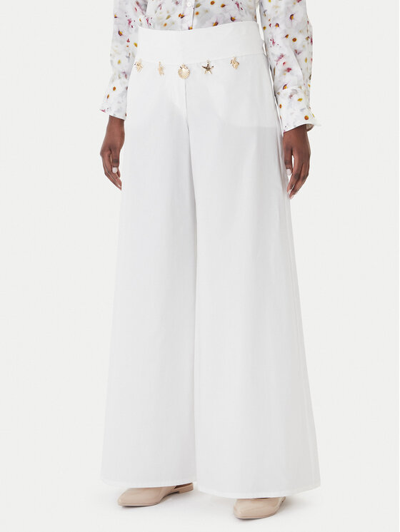 Marella Spodnie materiałowe Gala 2613131122 Biały Wide Leg