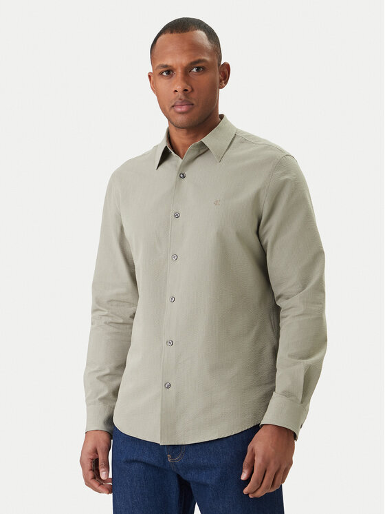 Calvin Klein Koszula LV04LF110G Khaki Regular Fit
