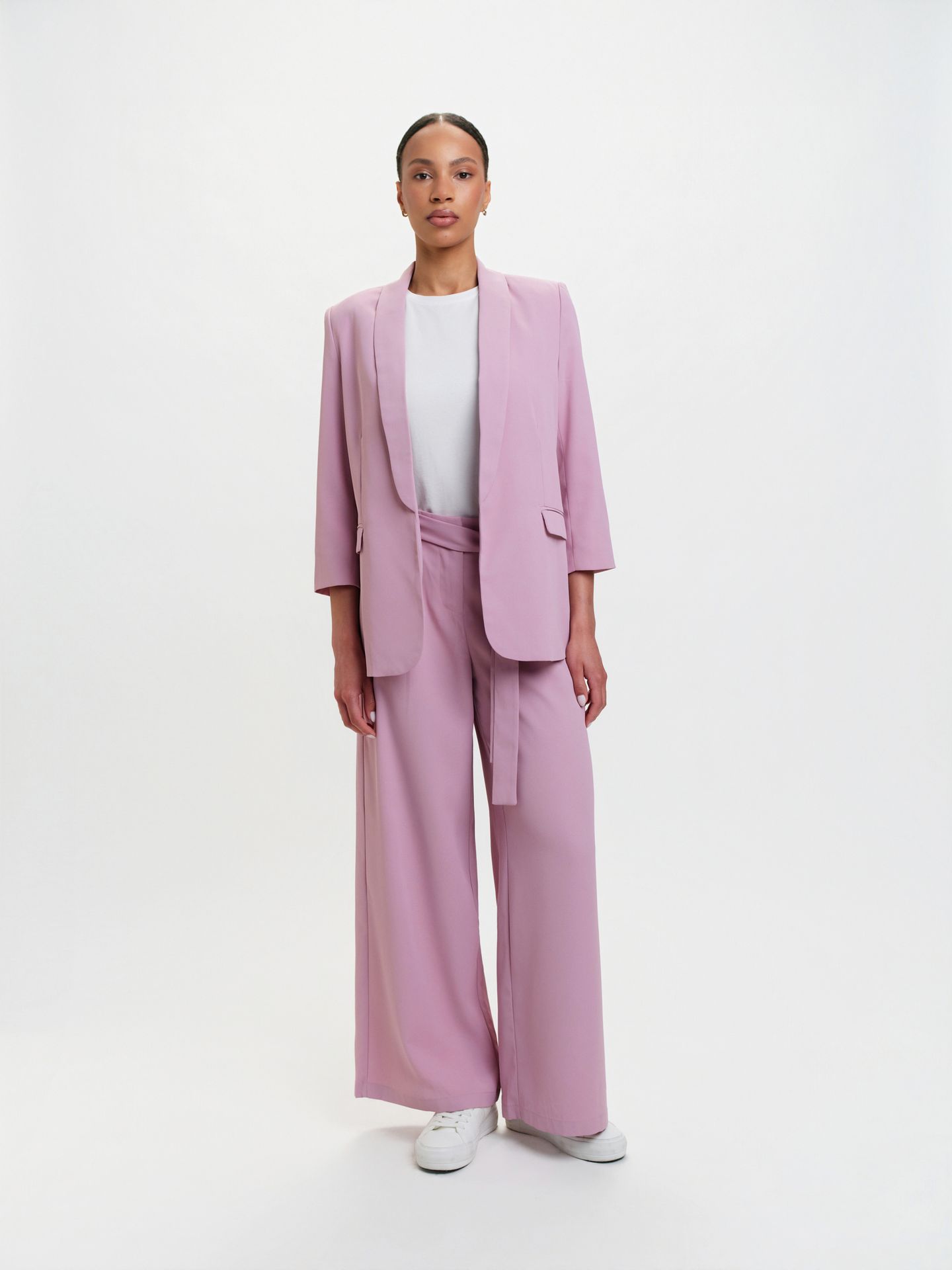 Żakiet z szalowym kołnierzem róż