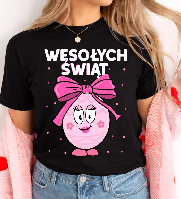 Damska koszulka na Wielkanoc - WESOŁYCH ŚWIĄT z jajkiem