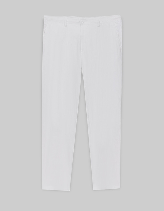 Spodnie lniane lenta białe slim fit