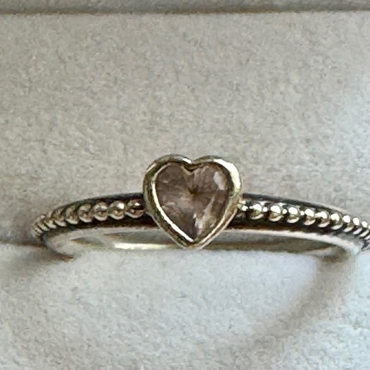 Srebrny pierścionek z serduszkiem z ametystu - VINTAGE