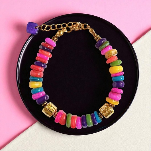 BRANSOLETKA : Summer collection: złota lawa, kolorowa masa perłowa
