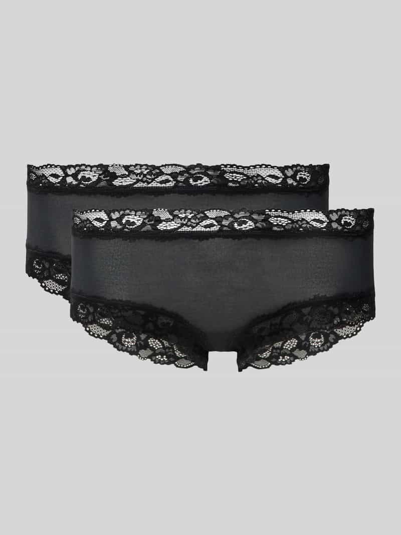 Majtki o kroju slim fit z obszyciem koronką