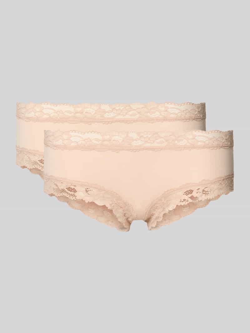 Majtki o kroju slim fit z obszyciem koronką