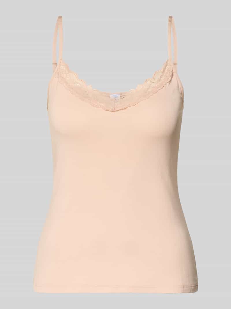 Top o kroju slim fit z obszyciem koronką