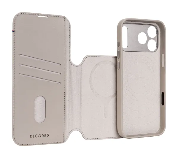 Decoded Leather Detachable Wallet MagSafe do iPhone 17 Pro Beżowy