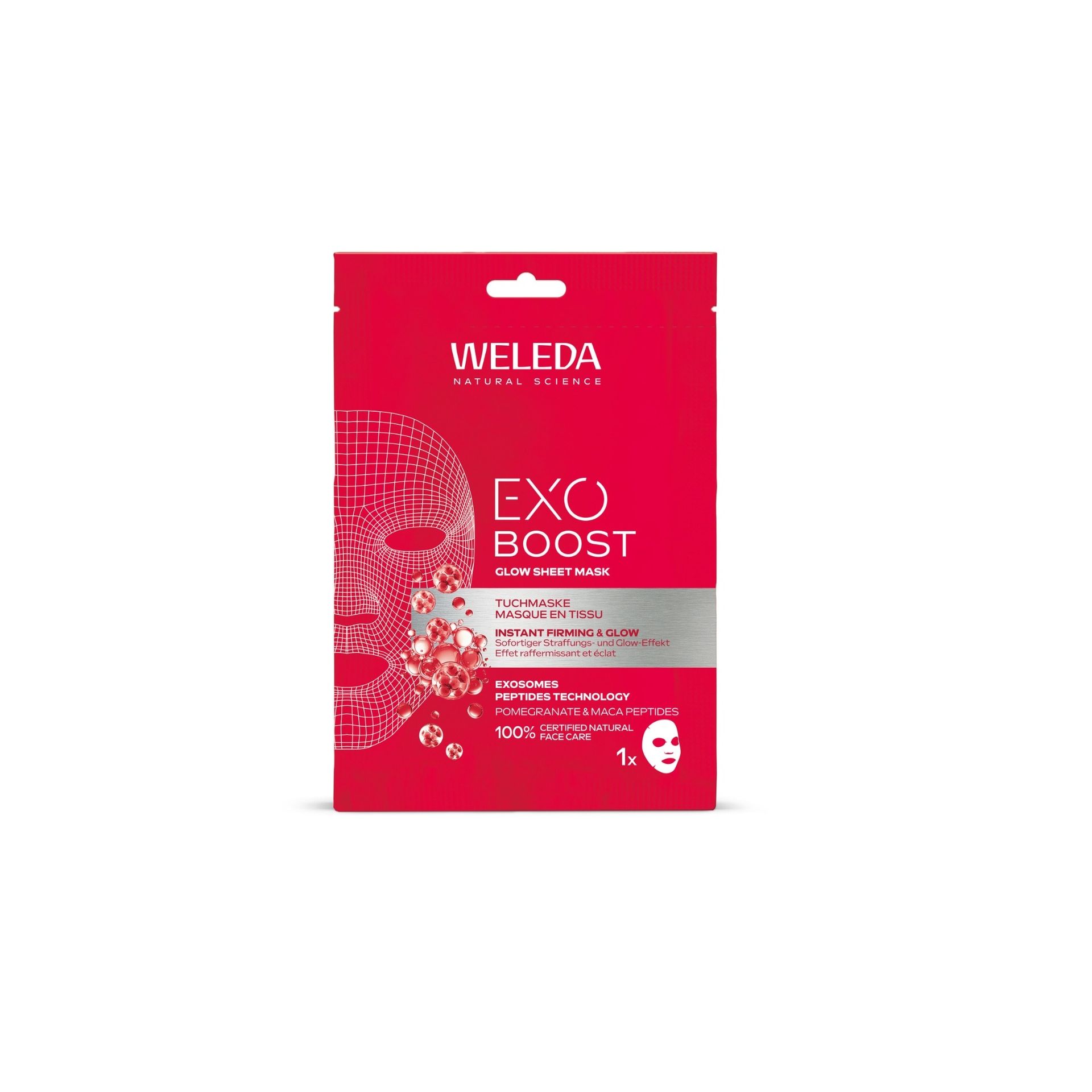 Weleda Exo Boost Glow Maseczka w Płachcie z Granatem i Peptydami Maca 20ml