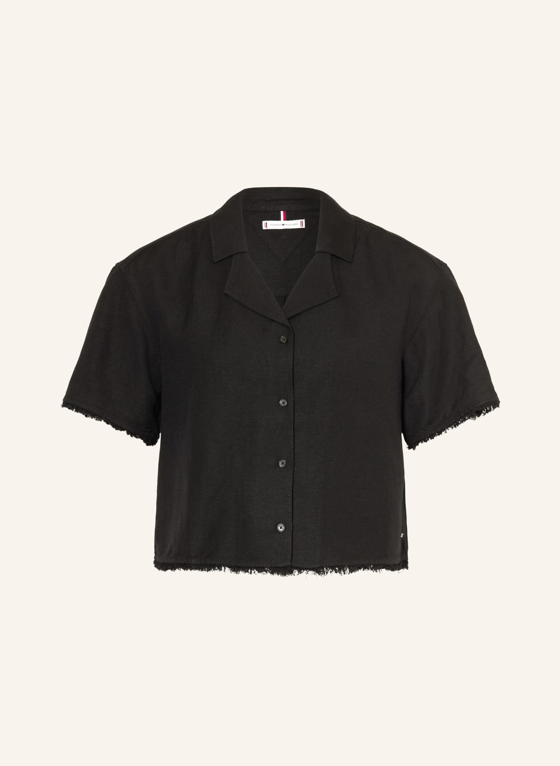 Tommy Hilfiger Bluzka Z Lnu schwarz