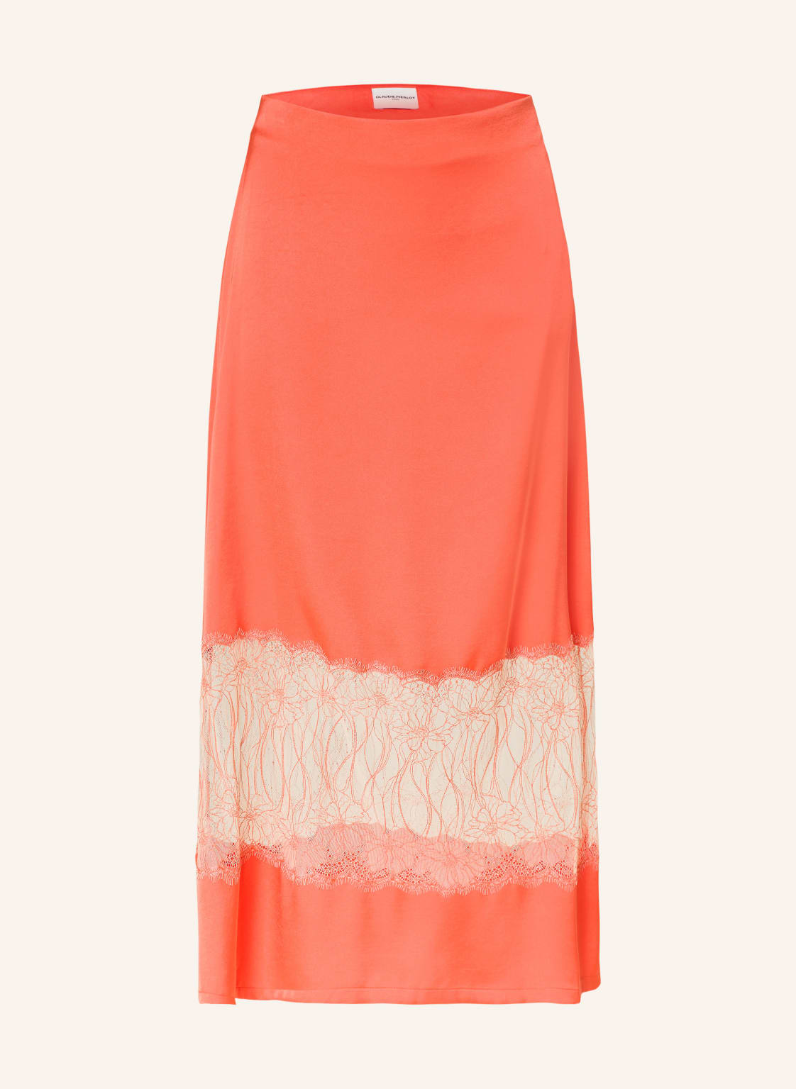 Claudie Pierlot Satynowa Spódnica Z Koronką orange