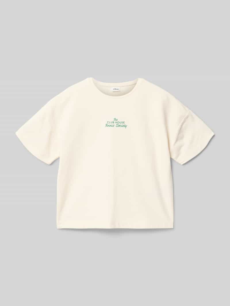 krój regular fit t-shirt z mieszanki bawełny