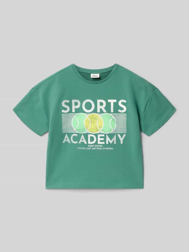 krój regular fit t-shirt z mieszanki bawełny