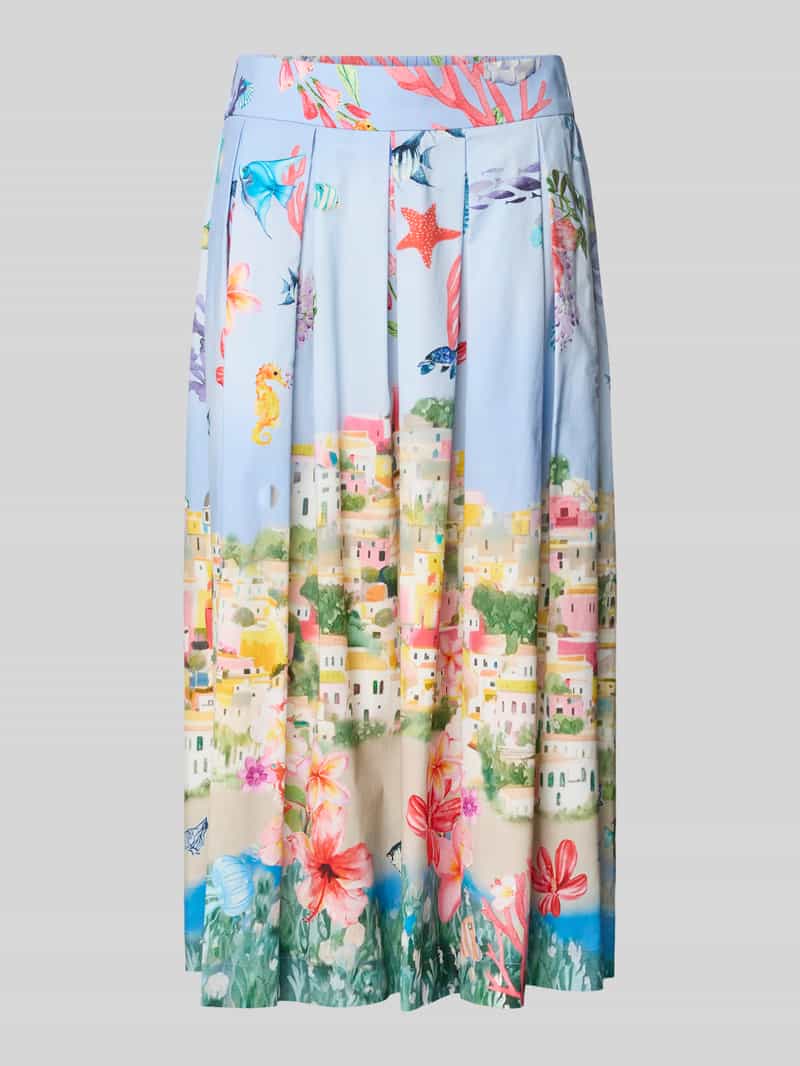 spódnica midi o kroju regular fit z nadrukiem z motywem