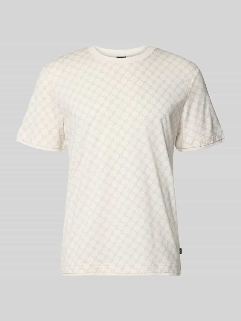 t-shirt z wzór z logo i okrągły dekolt