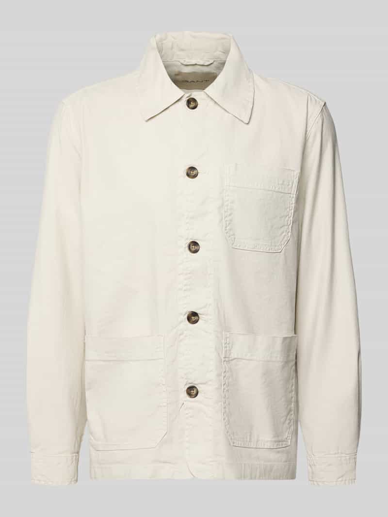 Kurtka koszulowa o kroju regular fit z mieszanki lnu