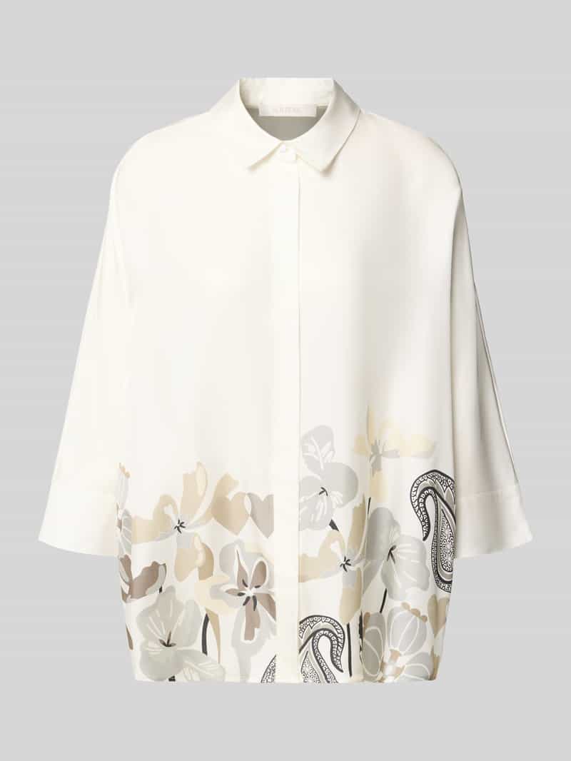 Bluzka koszulowa o kroju relaxed fit z czystego jedwabiu z kwiatowym nadrukiem