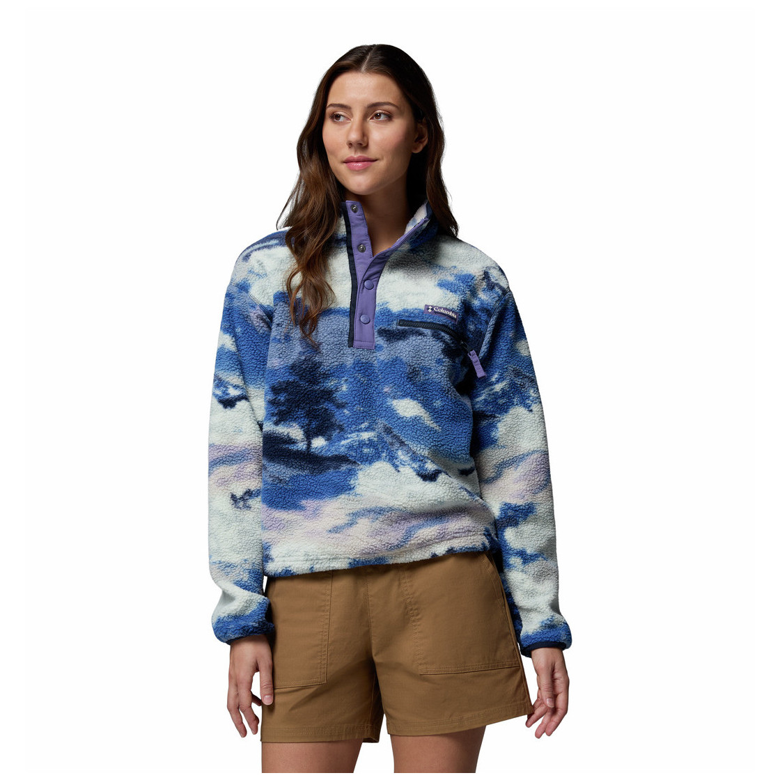Bluza damska Columbia Helvetia™ II Printed Cropped Half Snap Rozmiar: XL / Kolor: niebieski