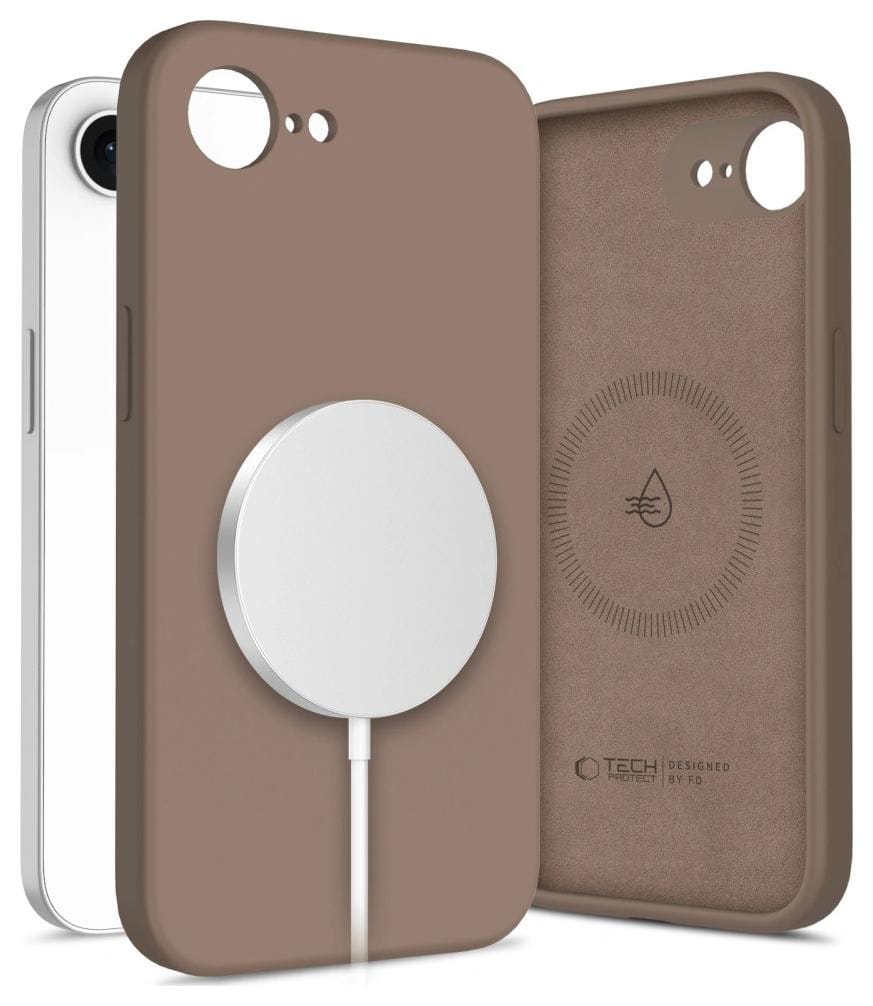 Tech-Protect Silicone Magsafe iPhone 16E / 17E chocolate brown