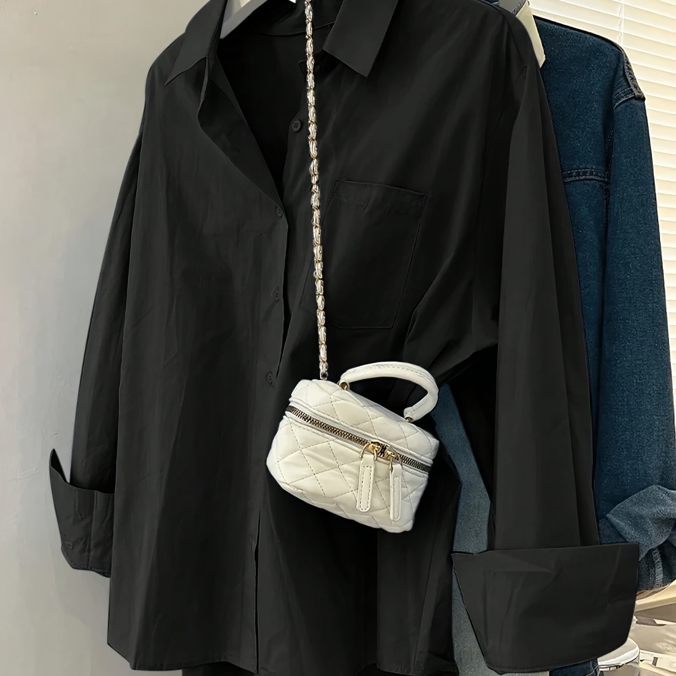 TEMU Luźna koszula damska z długim rękawem i jednym kieszenią, idealna na jesień