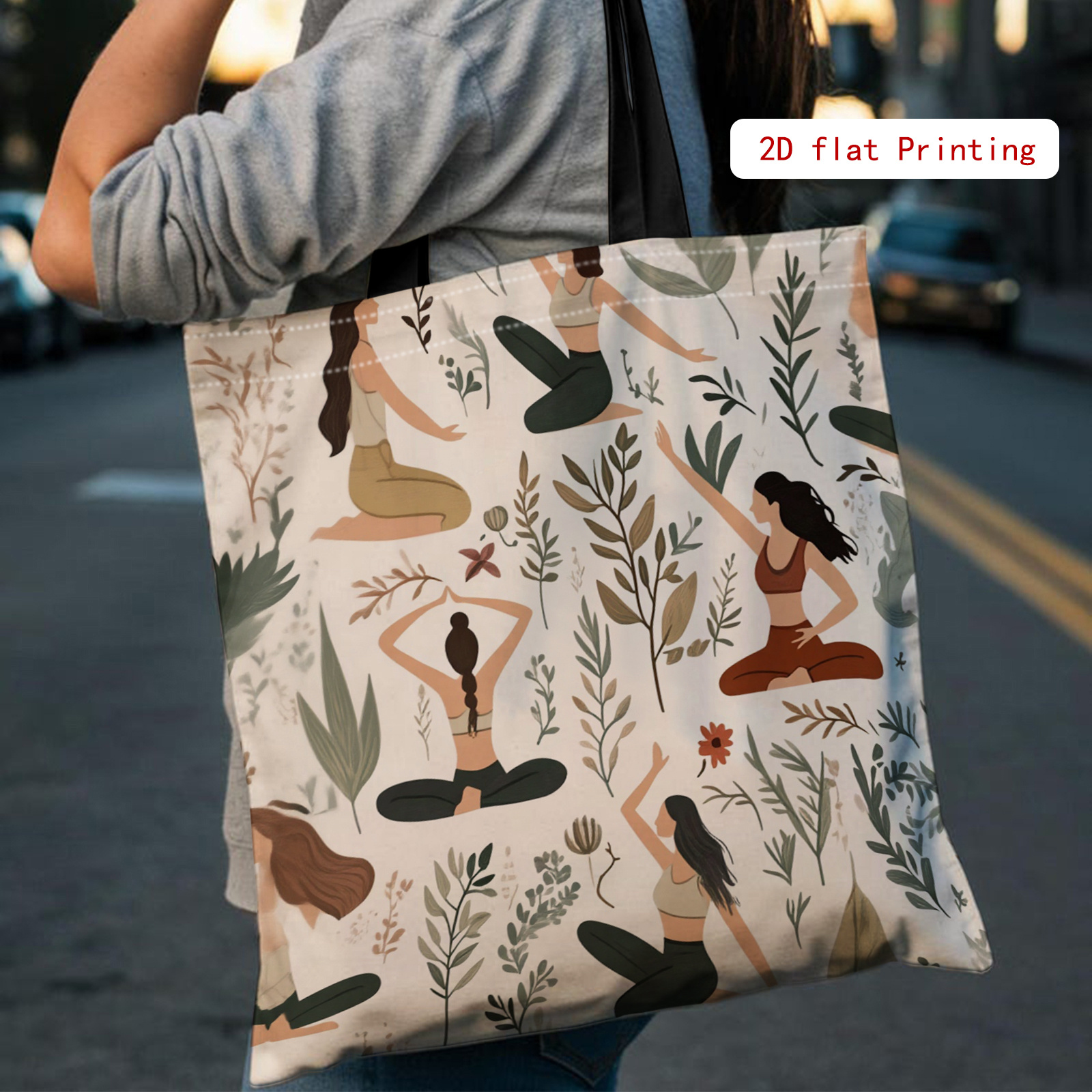 TEMU Damska Torba Tote i Torebka z Nadrukiem, Torba na Ramię o Dużej Pojemności, Stylowa Torba na Zakupy, Idealna do Szkoły, Biura, na Siłownię,