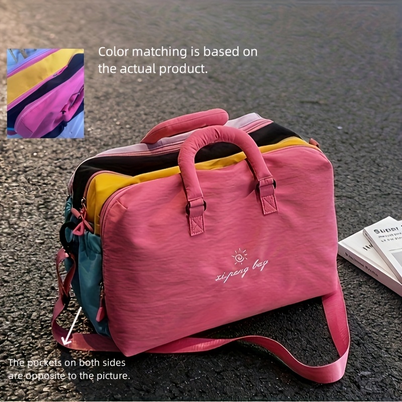 TEMU Japoński Styl Lazy Style (minimalistyczny) Duża Pojemność Nylonowa Torba Na Ramię Do Podróży - Zamykana Na Zamek Torba Na Krótkie Wyjazdy, Torba