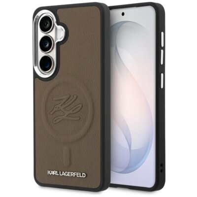 Etui KARL LAGERFELD Embossed Ring Initials MagSafe do Samsung Galaxy S26 Brązowy