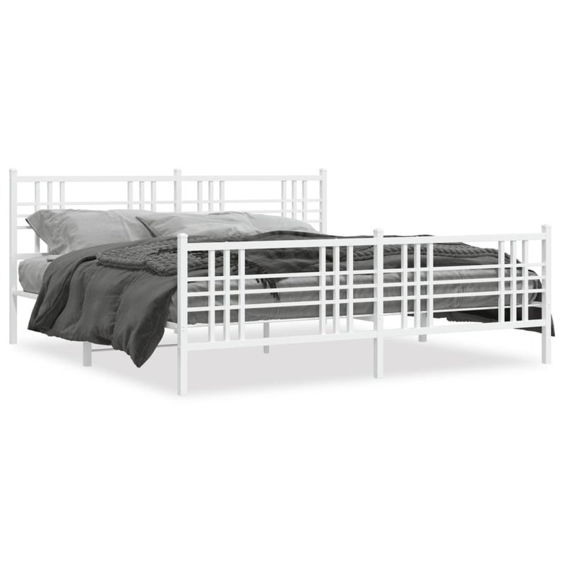 Łóżko Metalowe Białe Rama Łóżko Ze Stelażem Do Sypialni Pokoju 183x213