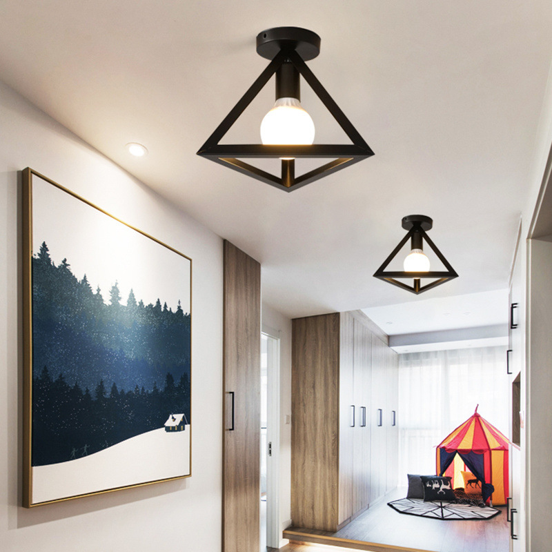 Zestaw 2 metalowych lamp sufitowych w stylu industrialnym, czarny żyrandol retro, kreatywne oświetlenie korytarza, nowoczesny żyrandol sufitowy