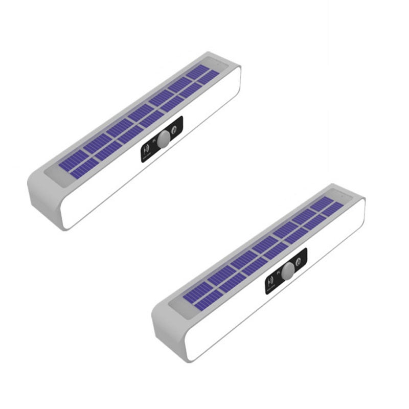 Zewnętrzne kinkiety solarne 2 sztuki, solarne lampki na ogrodzenie, białe światło z białą obudową