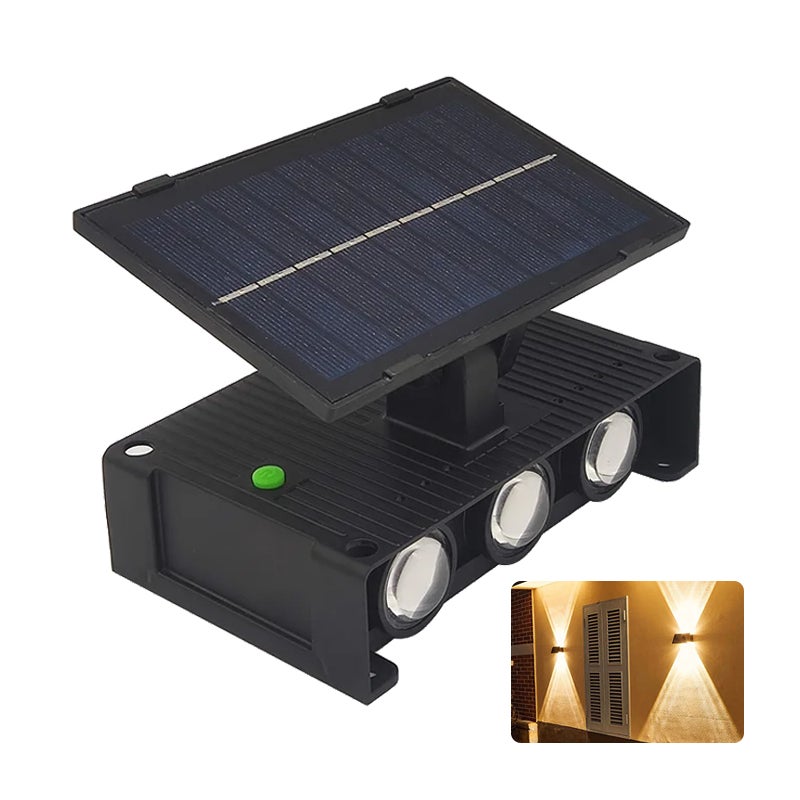 Zewnętrzny kinkiet solarny, lampy solarne świecące w górę i w dół, solarne lampy ogrodowe, wodoszczelna solarna lampa na ogrodzenie (biały ciepły)
