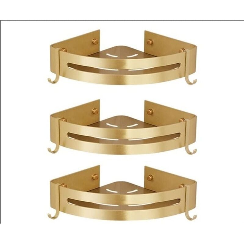 Półka Prysznicowa Bez Wiercenia Półka Narożna Łazienkowa Półka Łazienkowa Starlight (Złoto Piaskowe Błyszczące, 3 Poziomy)