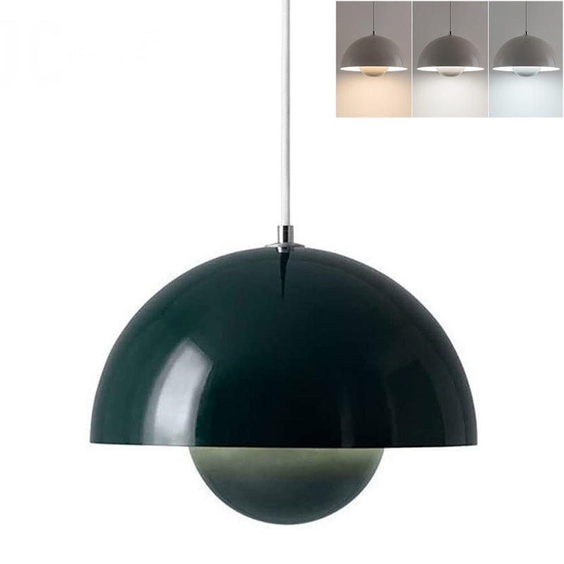 Żyrandol, nowoczesna lampa wisząca, plafon z żarówką, oświetlenie dekoracyjne wnętrz, 3 temperatury barwowe, 23 cm (zielony)