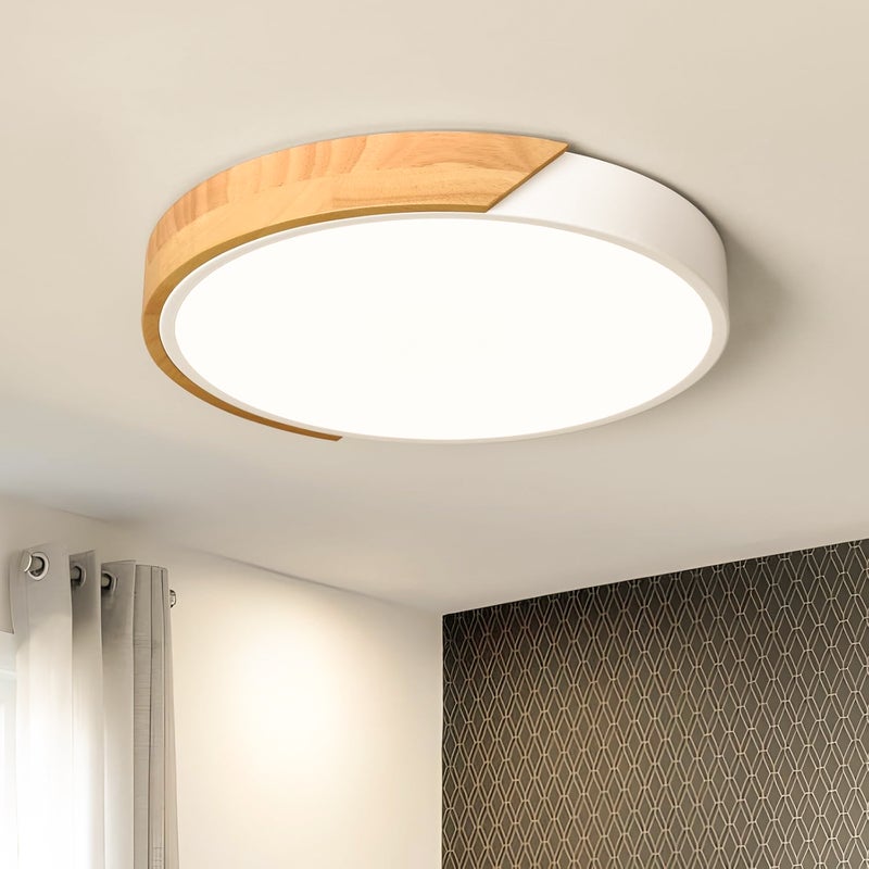 Lampa sufitowa LED 30CM, Lampa sufitowa metalowa, Lampa sufitowa nowoczesna, Zielone światła dekoracyjne, Ciepłe światło 3000K (24W)