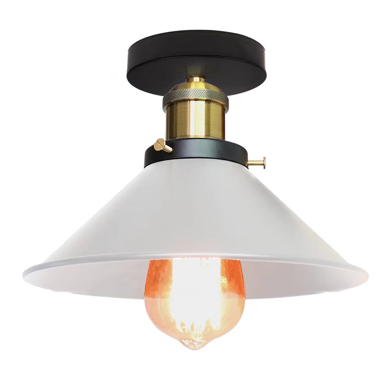 Lampa sufitowa w stylu industrialnym, metalowe żyrandole retro, lampy wiszące LED, wysokiej jakości lampa sufitowa, φ22 cm (biało-złota)
