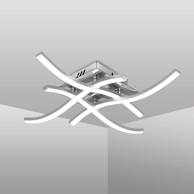 Nowoczesny plafon LED, falisty plafon do montażu podtynkowego 24 W, designerski plafon czteroramienny do sypialni, przedpokoju, kuchni, salonu