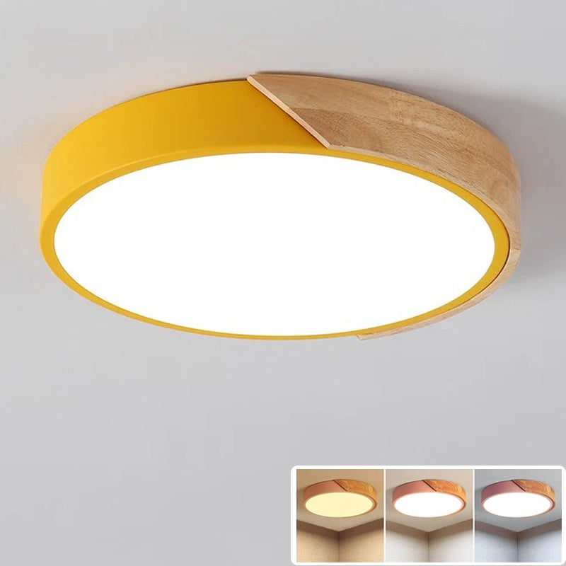 Lampa sufitowa LED 30CM, metalowa lampa sufitowa, nowoczesna lampa sufitowa 24W, żółte światła dekoracyjne, 3 temperatury barwowe (3000K~6000K)