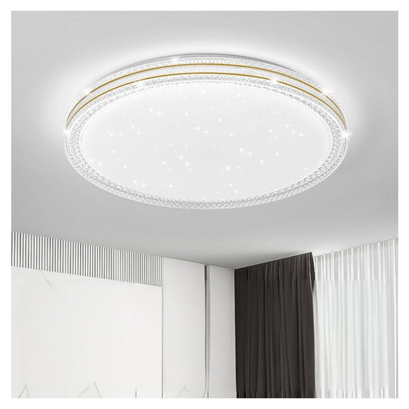 Kryształowa lampa sufitowa LED 48 W, nowoczesna lampa sufitowa LED, okrągły żyrandol LED energooszczędny, światło białe 6000 K, φ 40 cm