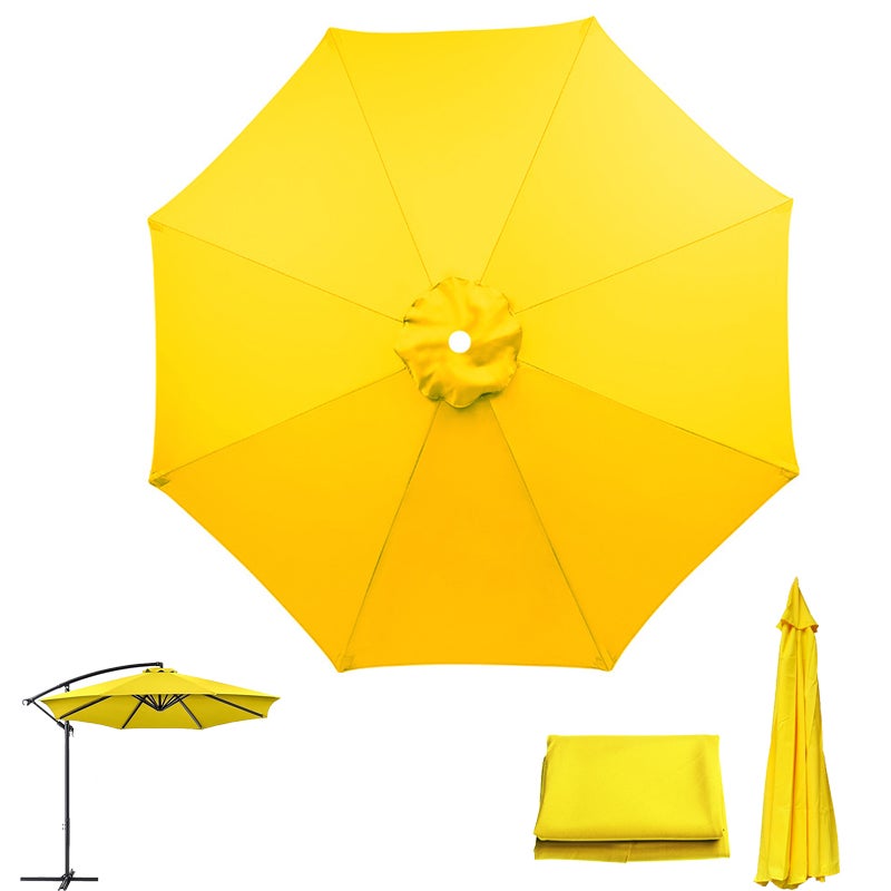 Płótno zamienne do parasola tarasowego, ochrona UV, wodoodporne, płótno do parasola z 8 żebrami, żółte (tylko płótno do parasola, 2,3 m)