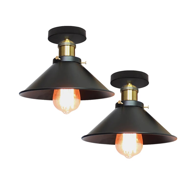 Zestaw 2 lamp sufitowych w stylu industrialnym, retro metalowe żyrandole, lampy wiszące LED, wysokiej jakości lampy sufitowe, φ22 cm (białe i złote)