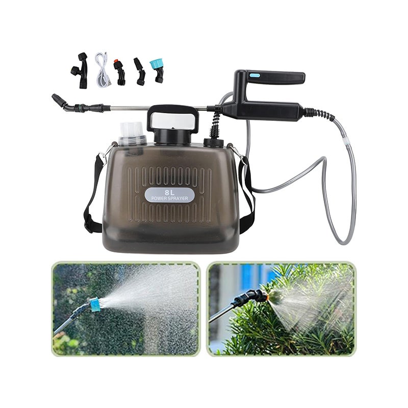 Profesjonalny zestaw do nawadniania domowego: Elektryczny konewka USB 8L + 4 profesjonalne dysze, do ogrodu/wnętrz