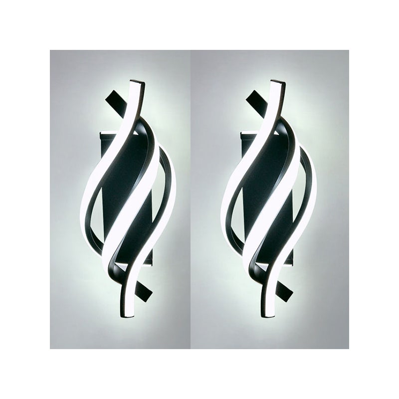 Kinkiet LED, światło białe, oświetlenie wewnętrzne, aluminiowy kinkiet, akrylowy kinkiet LED o spiralnym designie - 2 sztuki