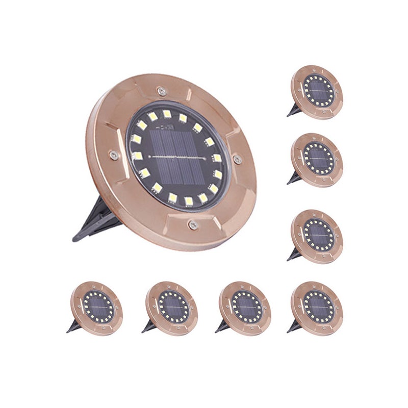 Zewnętrzne lampy solarne, lampy solarne gruntowe, oświetlenie krajobrazowe ścieżki, kolor miedziany, światło białe, 8 sztuk
