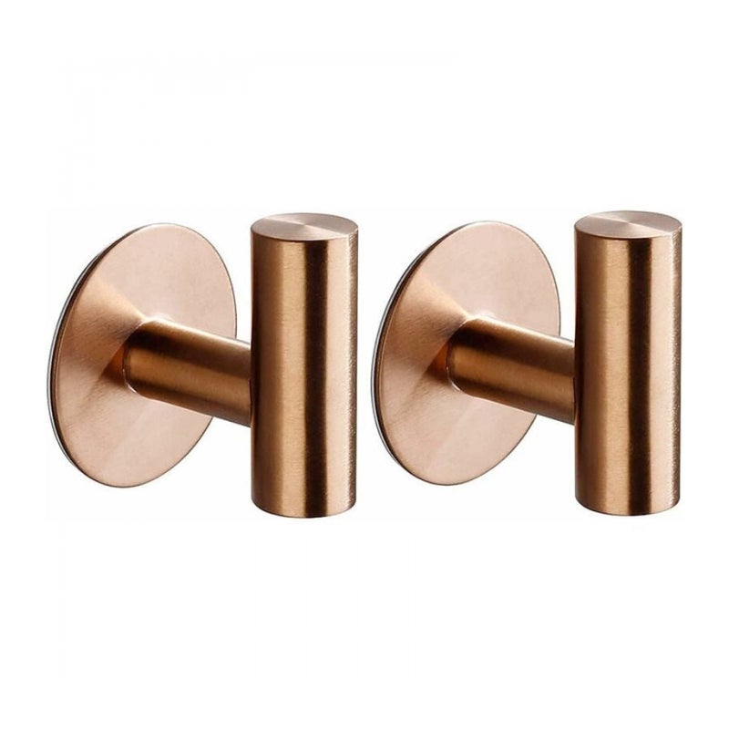Zestaw 2 samoprzylepnych haczyków ściennych do łazienki, haczyki na ręczniki papierowe, bez wiercenia, ze stali nierdzewnej, kolor różowe złoto