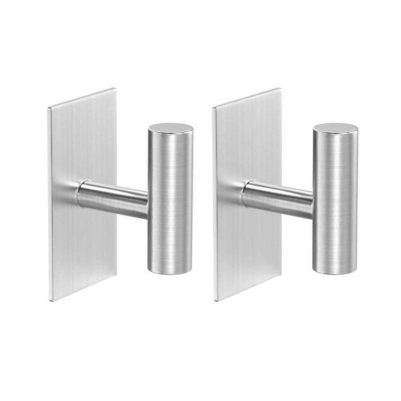 Samoprzylepne haczyki do łazienki, kuchni, sypialni, haczyki na ręczniki kąpielowe, bez wiercenia, srebrne, 2 sztuki